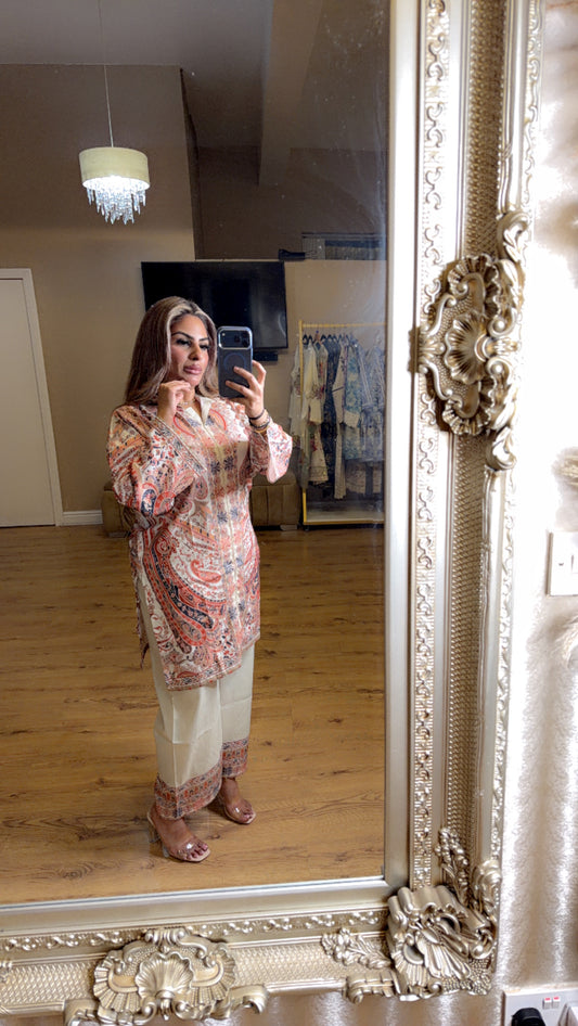 Paisley Red + Cream Print