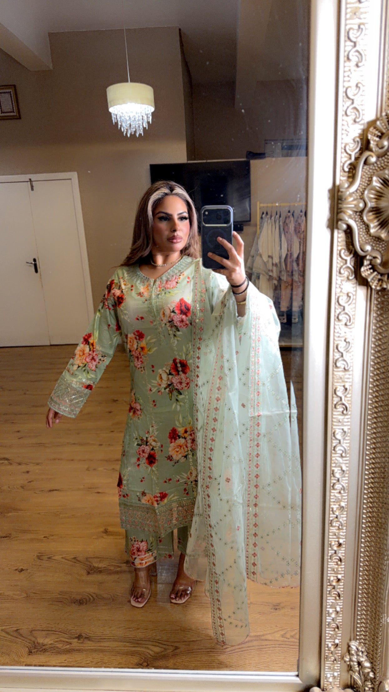 Mint Floral 3 Piece Suit