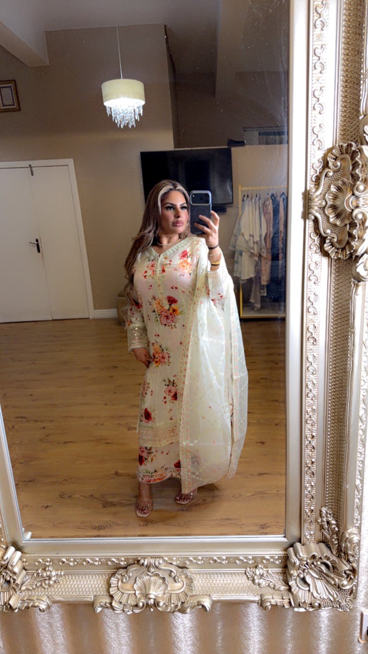 White Floral 3 Piece Suit