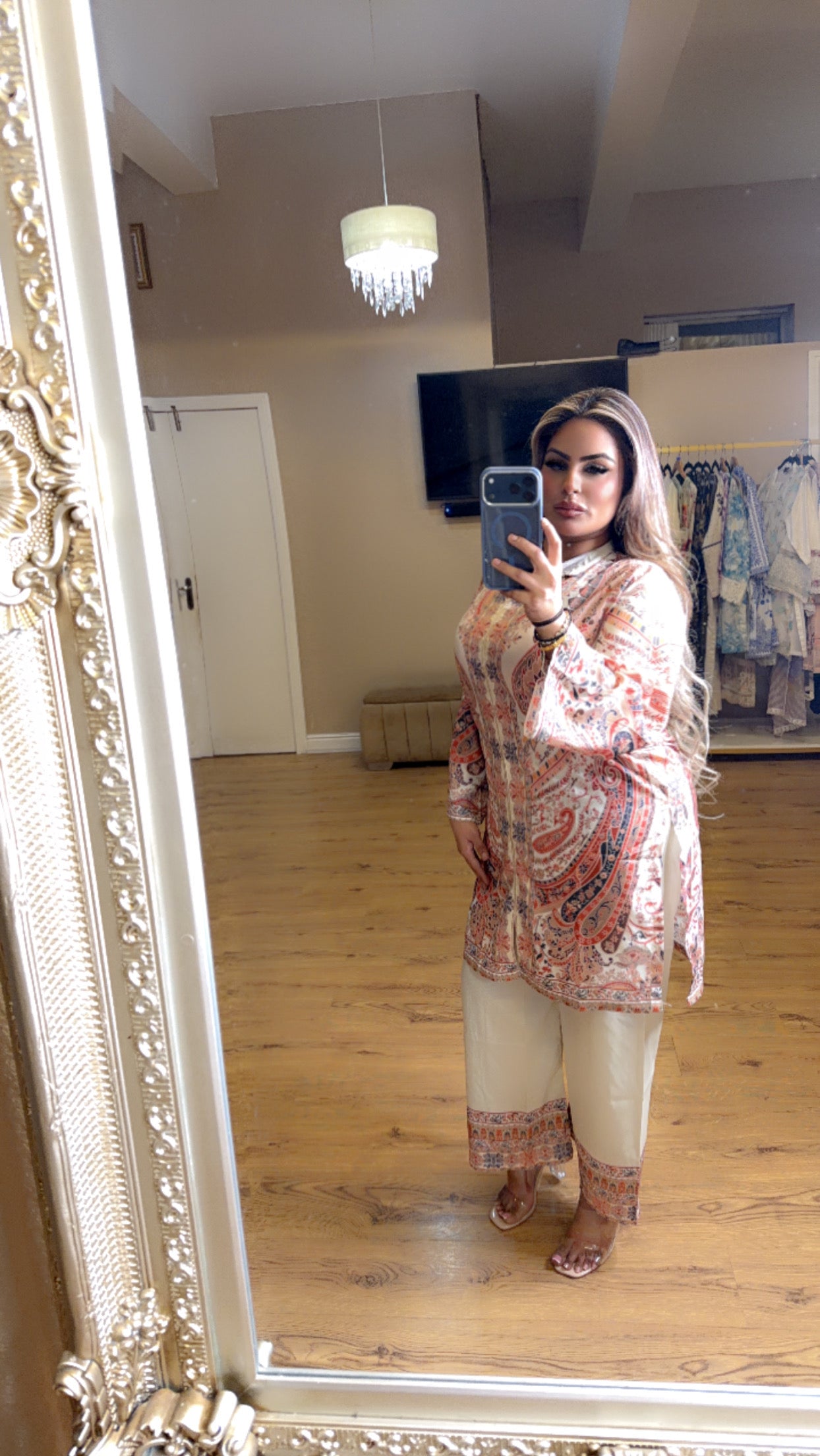 Paisley Red + Cream Print