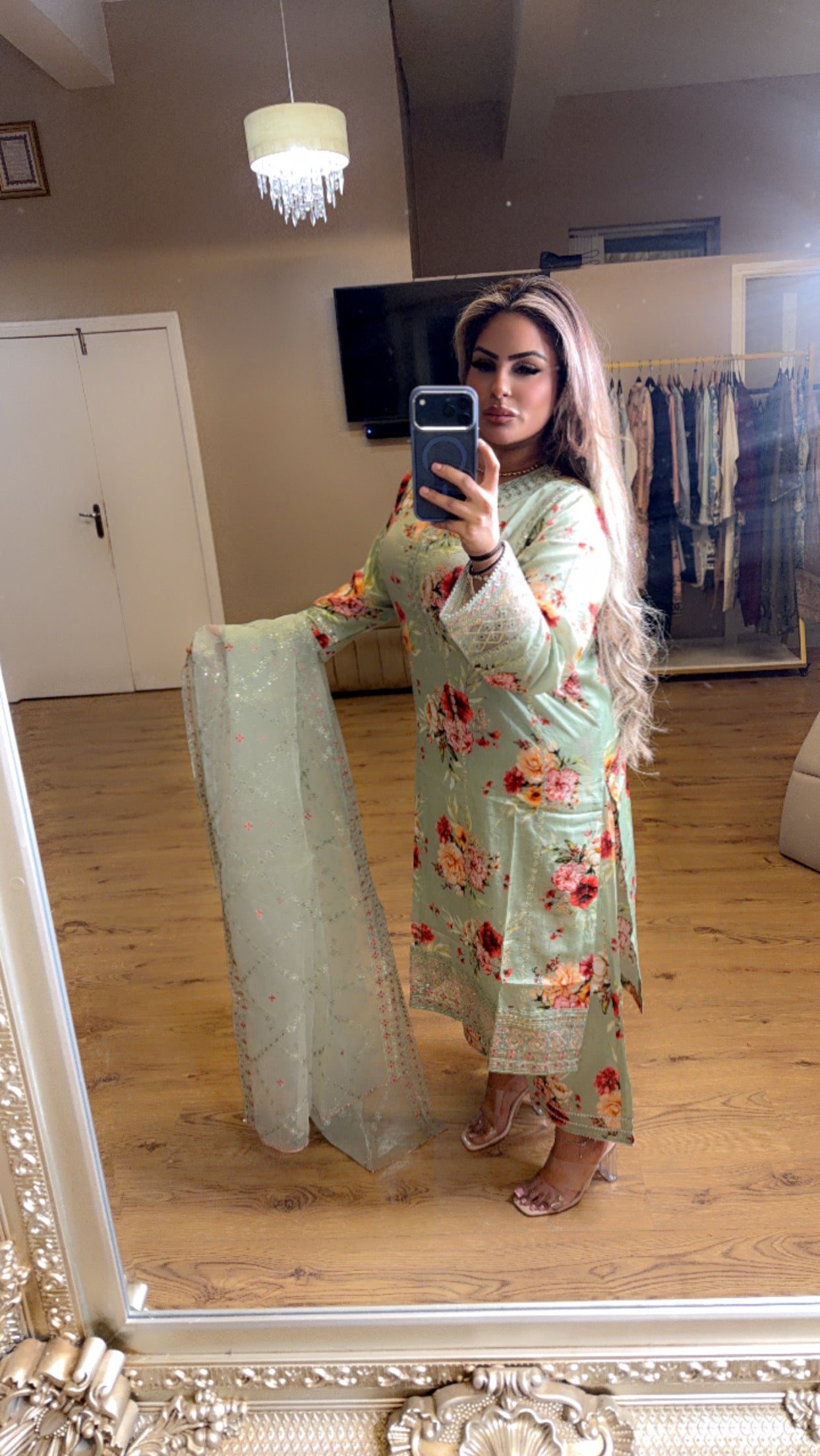 Mint Floral 3 Piece Suit