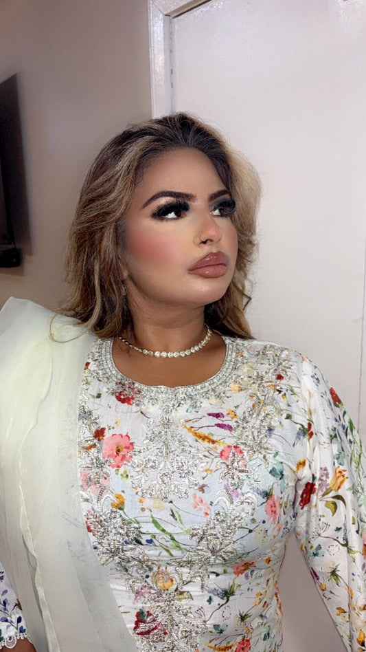 White Floral Farshi